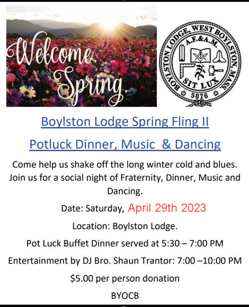 View Lodge Event Flyers Boylston Masonic Lodge West Boylston